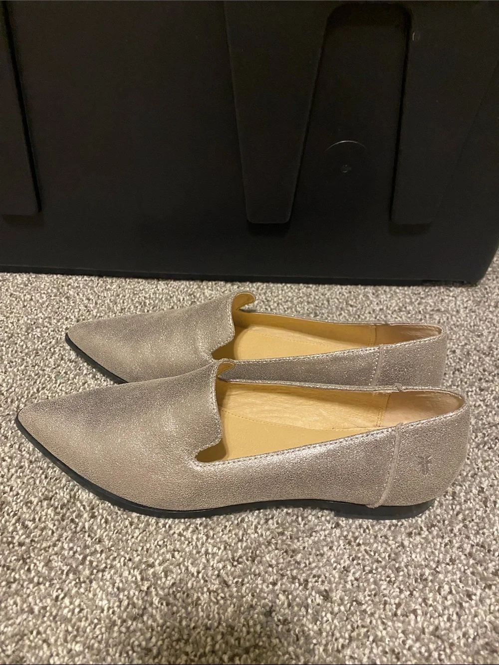Frye Metallic Silver Pointed Slip-On Flats